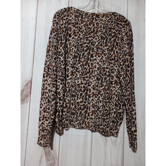 Time and Tru‎ Sweater Ladies Extra Large Cheetah Cardigan - Picture 2 of 6